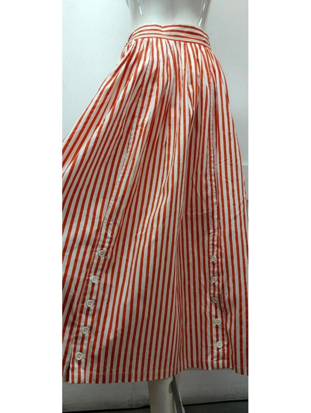 Vintage 80s does 1910s Edwardian Era Red Stripes Skirt S Cotton Hasting & Smith - Picture 9 of 17